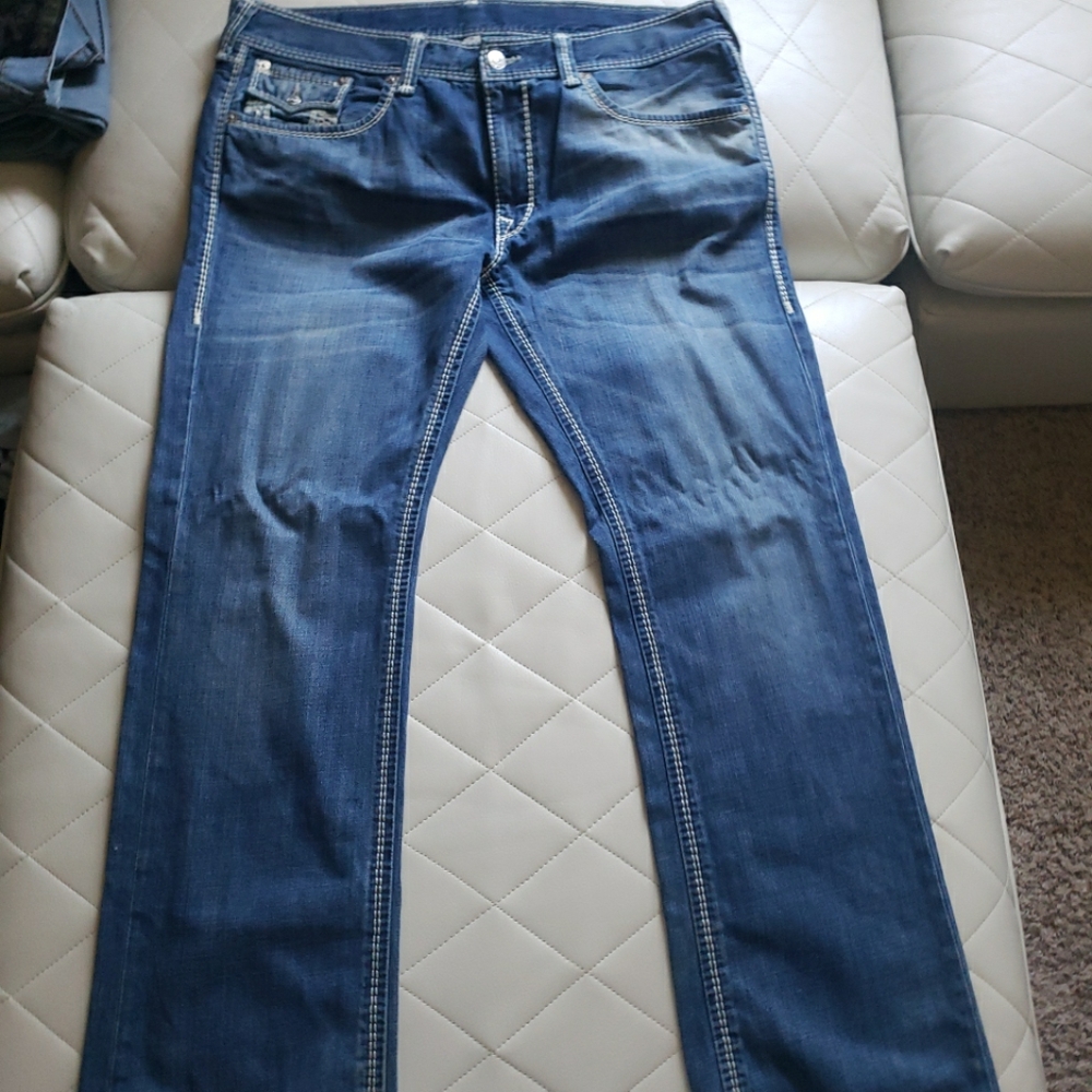 True Religion Men's Straight Jeans - Blue Size 40